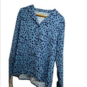 Cheetah print black & blue flows blouse. Business casual, Size med. lightweight